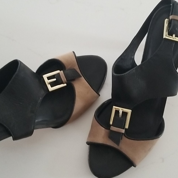 Leather Buckles T-Strap Sandal Heels - Picture 5 of 8